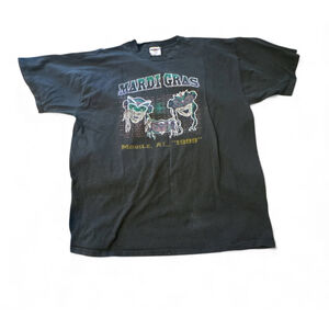 VTG 1999 Mardi Gras Mobile AL T-Shirt Mens XL Black 90s Graphic Tee Louisiana Fe